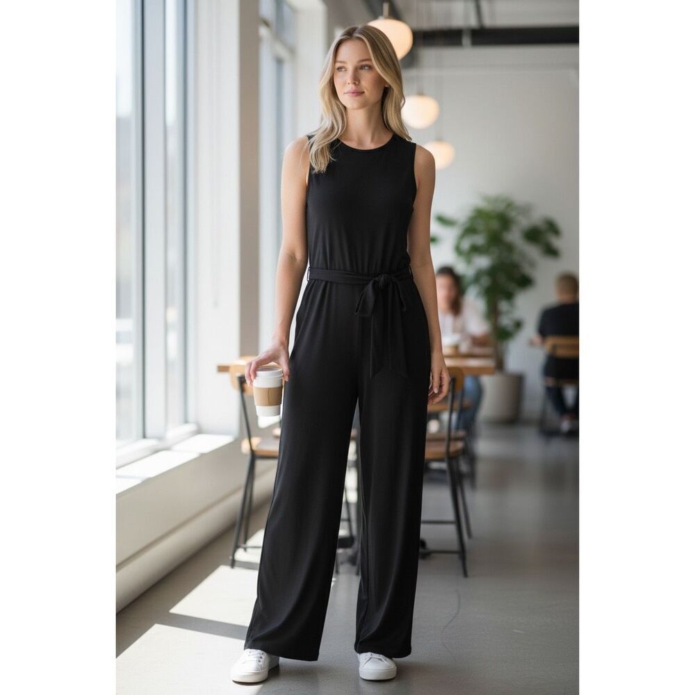 Banana Republic Power Black Jumpsuit career suiting size L